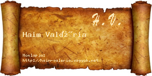 Haim Valéria névjegykártya